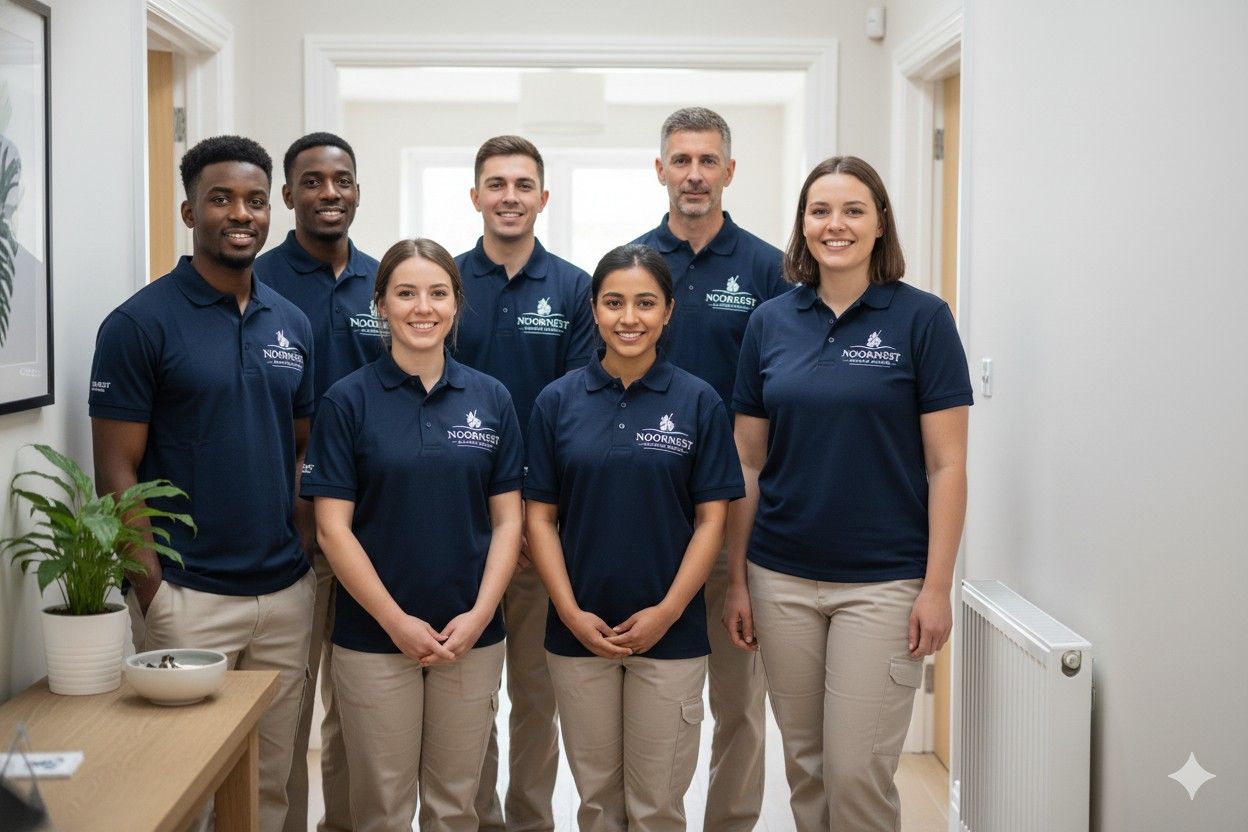 Noornest cleaners smiling after completing a cleaning job